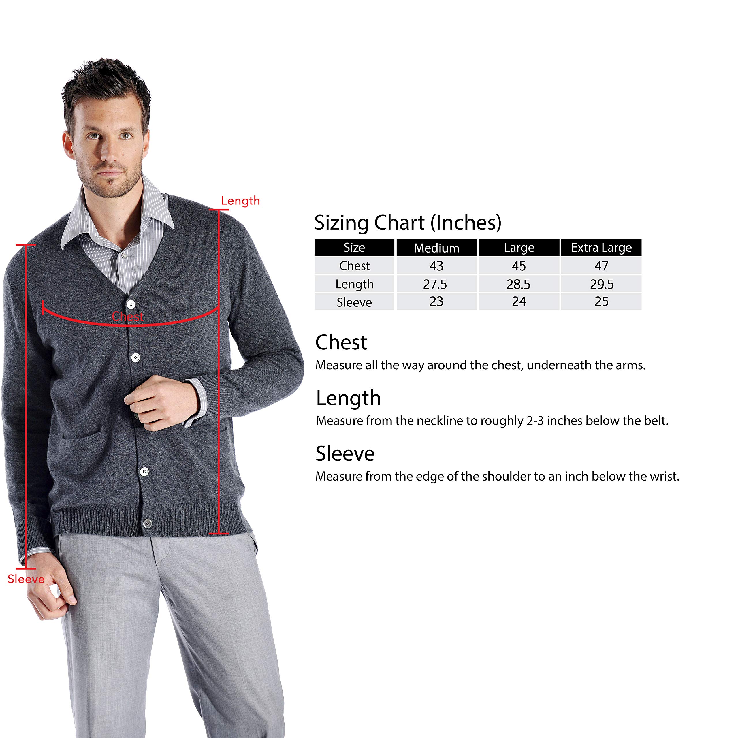 100% Pure Cashmere Men's Long Sleeve Cardigan Sweater with Front Buttons | Luxury Soft Warm Winter Pullover for Office, Travel & Casual Wear