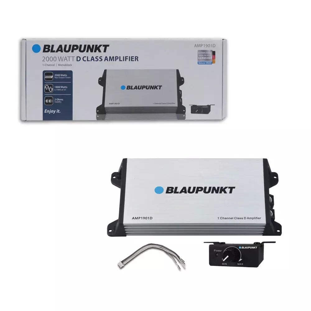 Blaupunkt AMP1901D 1-Channel Class D Car Amplifier - 2000W Max Power for High-Performance Audio | Perfect for Car Audio Upgrades & Bass Enhancement