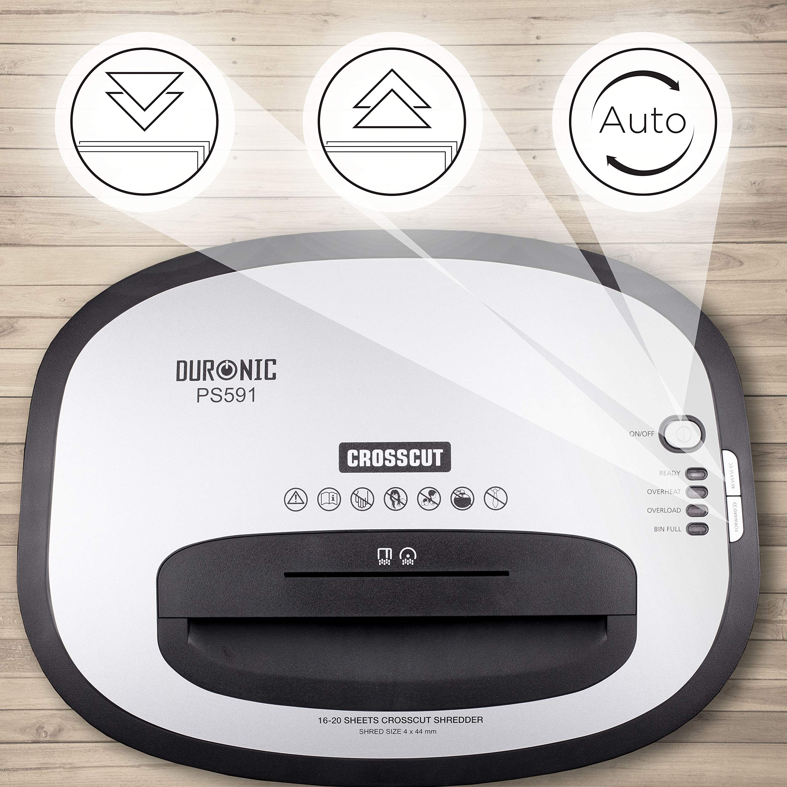 Duronic PS591 Heavy Duty 20-Sheet Cross Cut Paper Shredder - Small Electric Document Shredder for Home & Office Use - Shreds Paper, Credit Cards, Envelopes & Confidential Documents (Black) | Ideal for Secure Data Destruction & Clutter Management