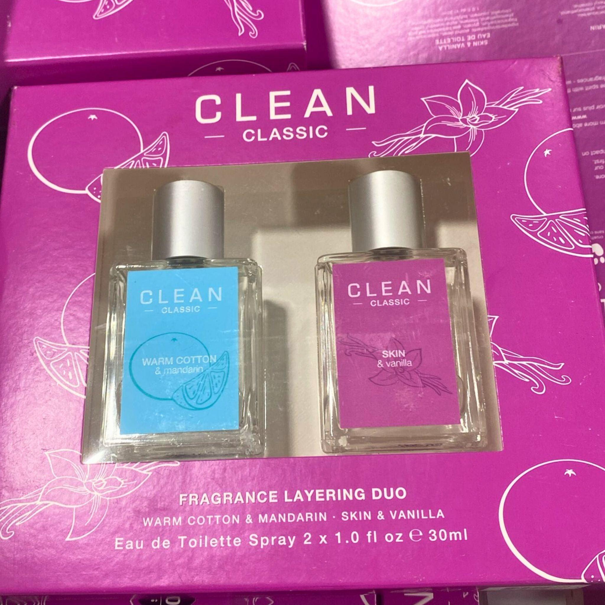 Clean Classic Fragrance Layering Duo - Warm Cotton & Mandarin Skin & Vanilla Eau De Toilette Spray 1.0OZ (48 Pcs Lot) - Perfect for Daily Wear, Gifts & Aromatherapy
