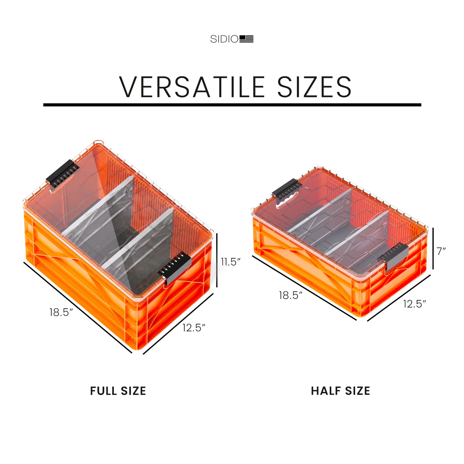Heavy Duty Stackable Storage Bins with Lids - 2 Full-Size & 1 Half-Size Plastic Organizer Totes for Home, Office, Garage & Outdoor Use | Durable Containers with Dividers for Closet, Pantry, Toy & Tool Organization