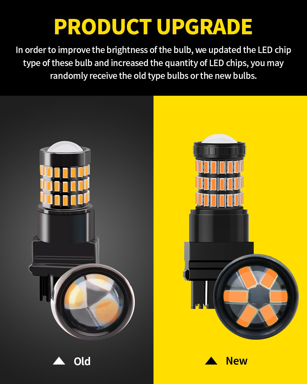Amber Yellow 3157 3156 3057 3056 LED Bulbs with Projector Blinker Lights - Compatible with Toyota Tundra 2007-2021 Front Turn Signal & 2007-2013 Rear Turn Signal - Pack of 2 - Upgrade Your Vehicle's Safety and Style for Day & Night Driving