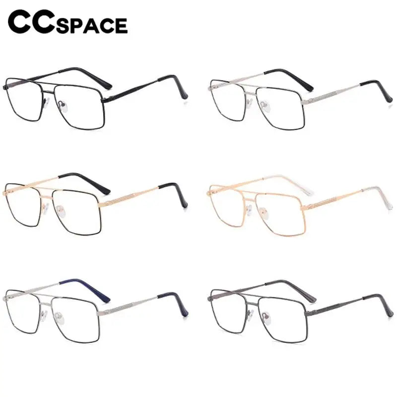 CCspace Unisex Full Rim Square Double Bridge Alloy Eyeglasses Frame 57288 - Stylish & Durable for Work, Reading & Fashion Accessories
