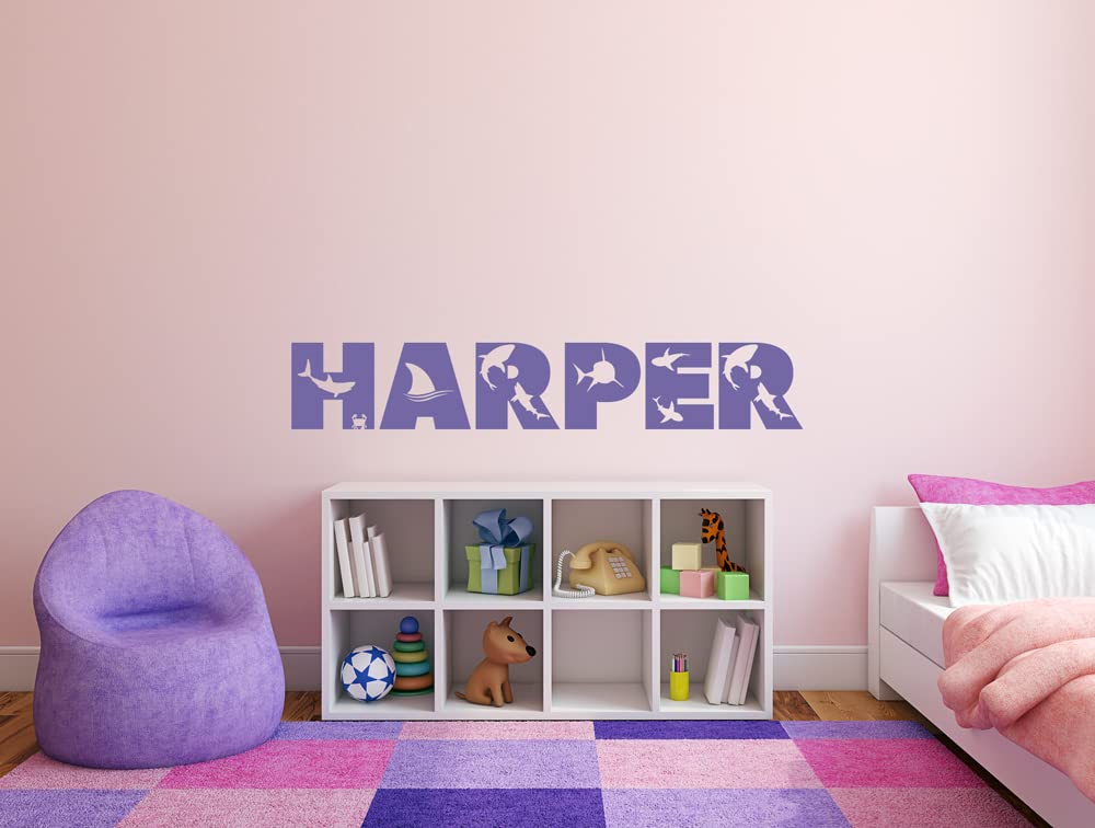 Custom Shark Name Vinyl Wall Decal Sticker - Ocean Themed Nursery & Kids Bedroom Decor for Boys and Girls - Perfect for Baby Rooms, Playrooms & Children's Spaces