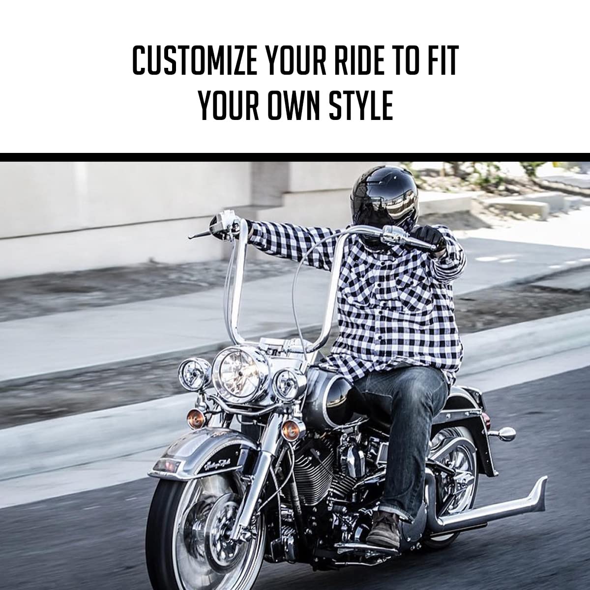 Burly Brand Gorilla Ape Hanger Handlebar - 14 Inch Height Chrome Motorcycle Handlebars for Harley Davidson & Cruisers - Comfortable Riding Position for Long Distance & Custom Bike Builds (B28-336T)