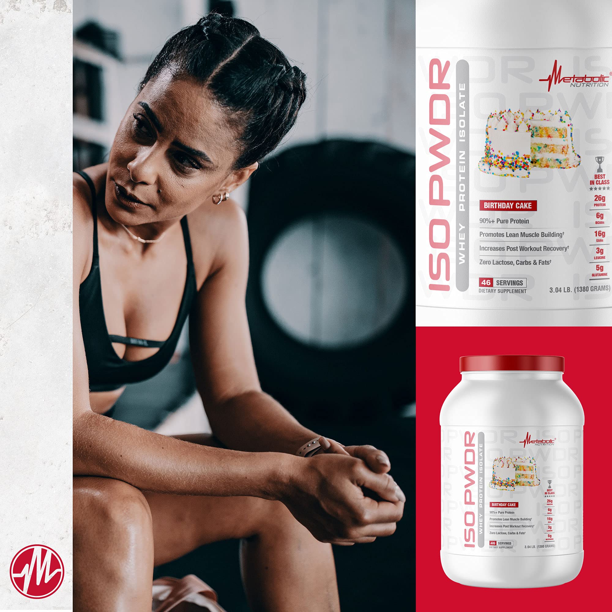 Metabolic Nutrition Whey Protein Isolate ISO PWDR - Strawberry Cream Flavor, 3.04lb (23 Servings) | 26g Fast Digesting Protein, Zero Carbs & Lactose, Low Fat | Ideal for Post-Workout Recovery, Muscle Building & Weight Management