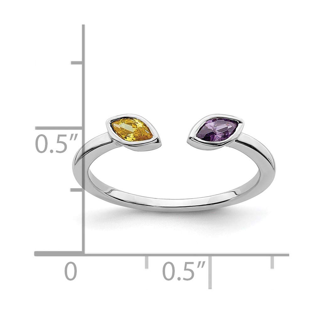 14K White Gold Amethyst Citrine Ring - Women's Fine Jewelry Gift for Her, Size 7 | Birthday & Anniversary