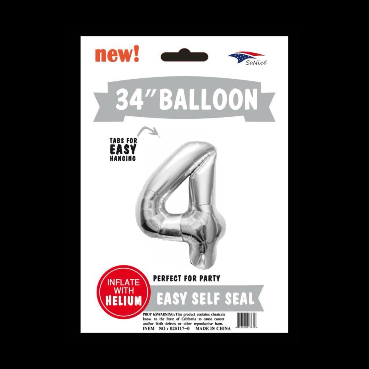 34 Inch Silver Foil Number 4 Balloon for Birthday Party Decorations | Party Supplies
