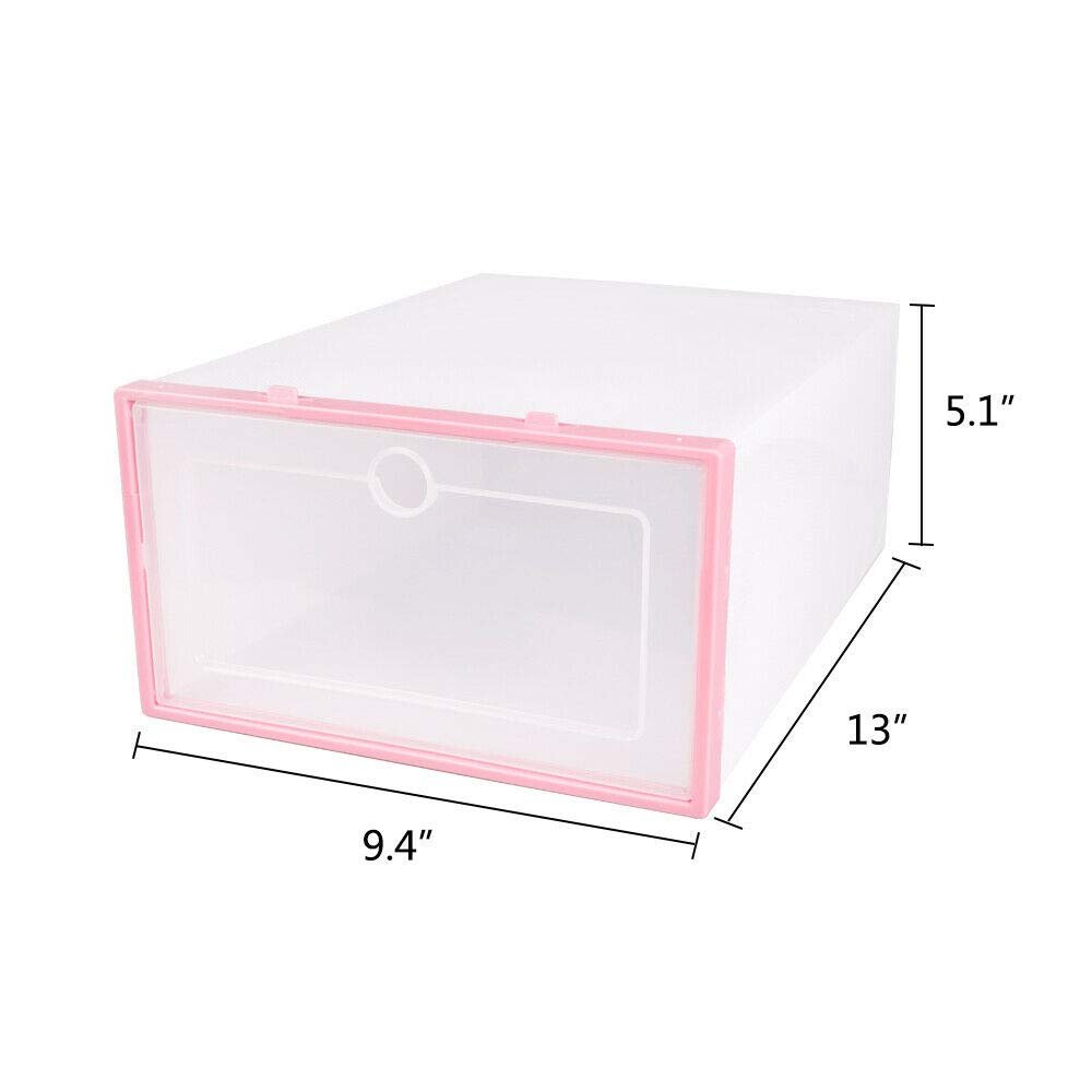 24-Piece Clear Stackable Shoe Box Storage Organizer - Foldable Transparent Plastic Shoe Containers for Closet Organization (Blue) | Perfect for Sneaker Storage, Seasonal Shoe Rotation & Small Space Organization
