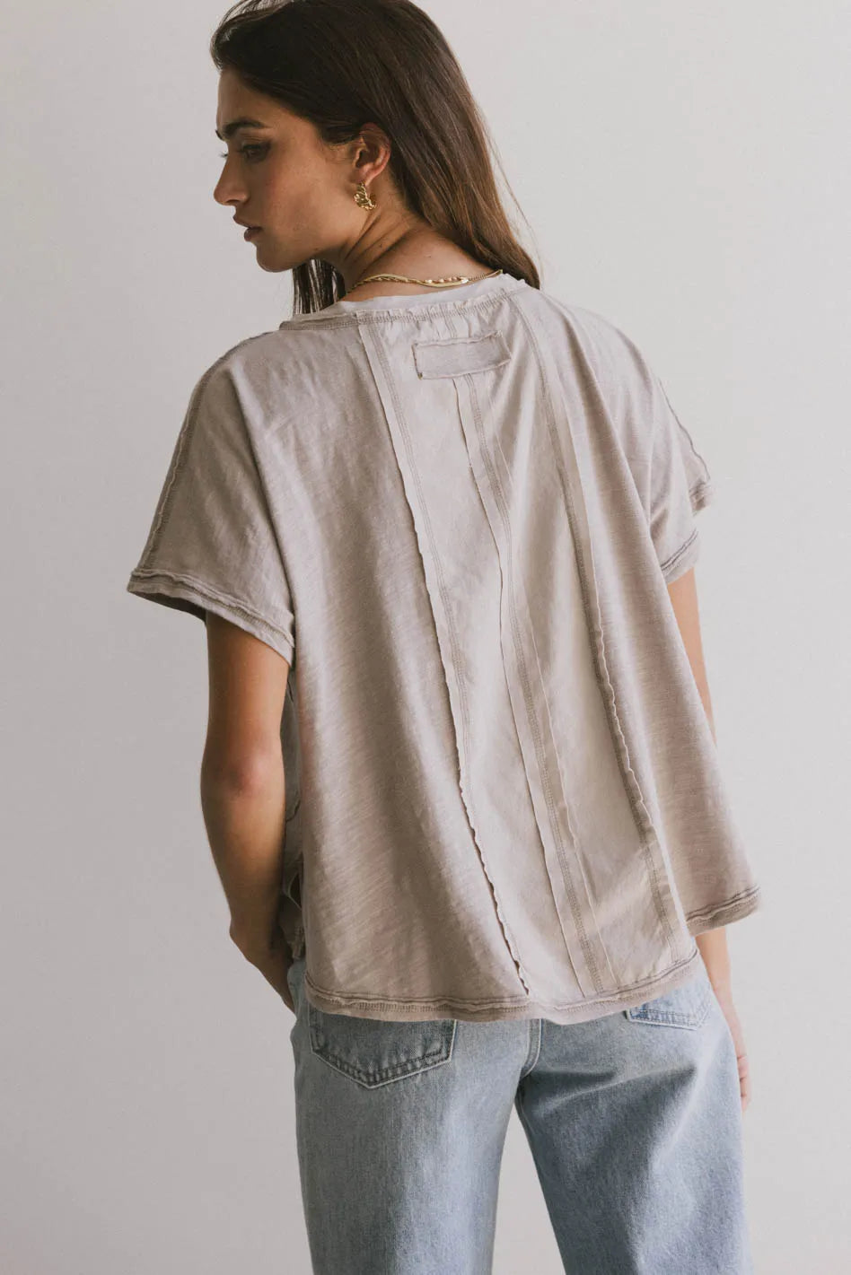 Indy Contrast Top in Taupe - Women's Casual Blouse for Everyday Wear | Final Sale | Perfect for Office, Date Night & Weekend Outfits