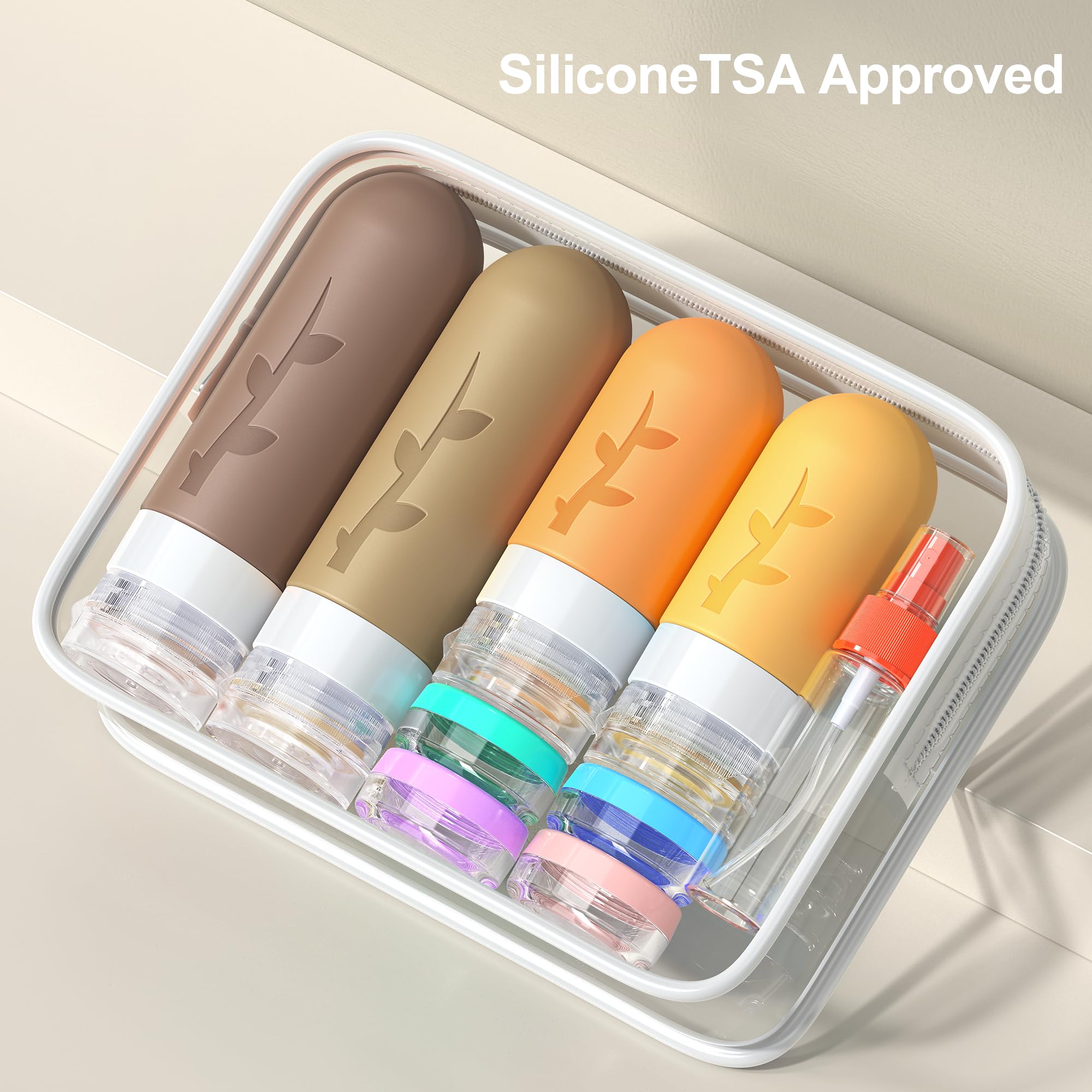 18-Pack TSA Approved Travel Toiletry Containers - Leak-Proof Bottles & Jars for Shampoo, Lotion & Personal Essentials | Perfect for Air Travel, Camping & Gym
