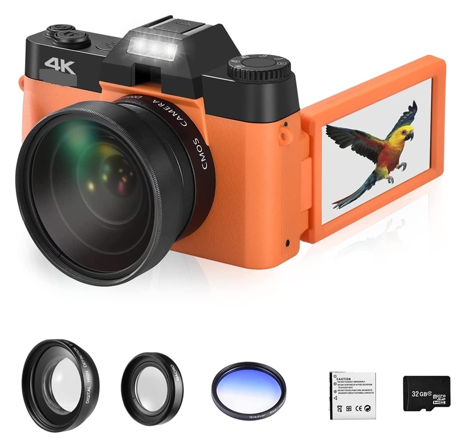 AUBEST 4K Digital Camcorder - 48MP Vintage Video Camera with 16X Zoom, 3