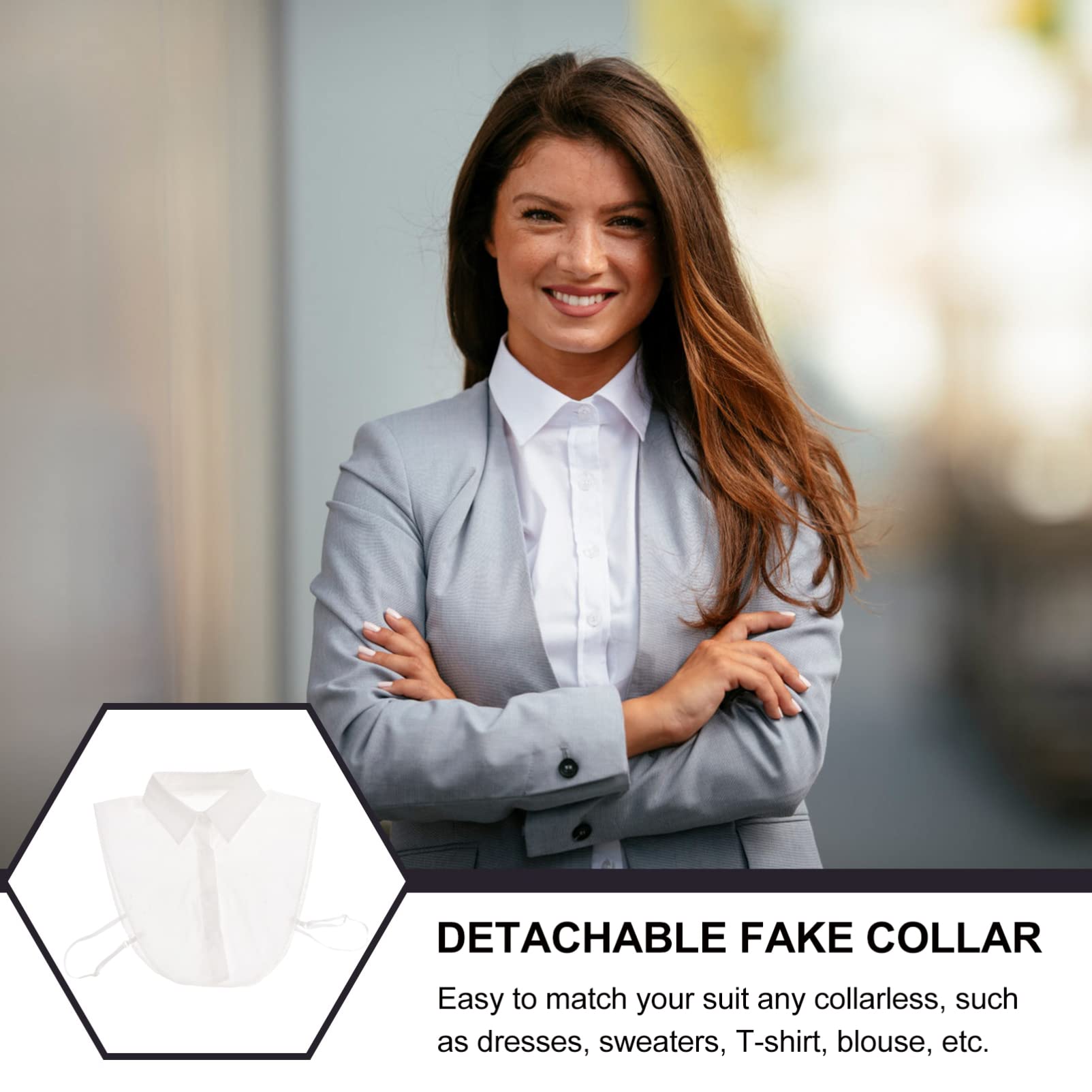 Women's Detachable Collar Half Shirt - Removable Choker Blouse with Fake Round Collar for Commuting | White Tank Top with Button Extender | Perfect for Office Wear, Casual Outfits & Child Fashion