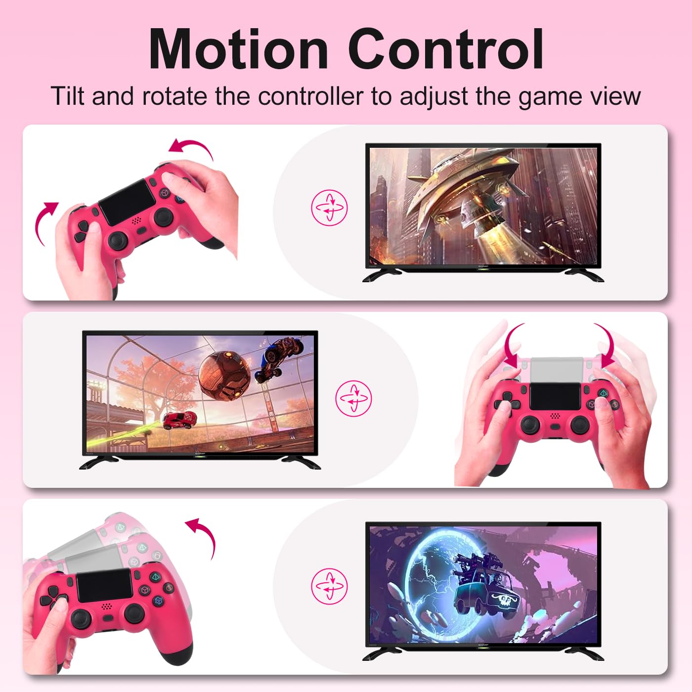 PYMENA Wireless PS4 Controller with Dual Vibration - Pink Game Joystick Remote for PlayStation 4 - Perfect for Gaming, Streaming & Multiplayer Sessions