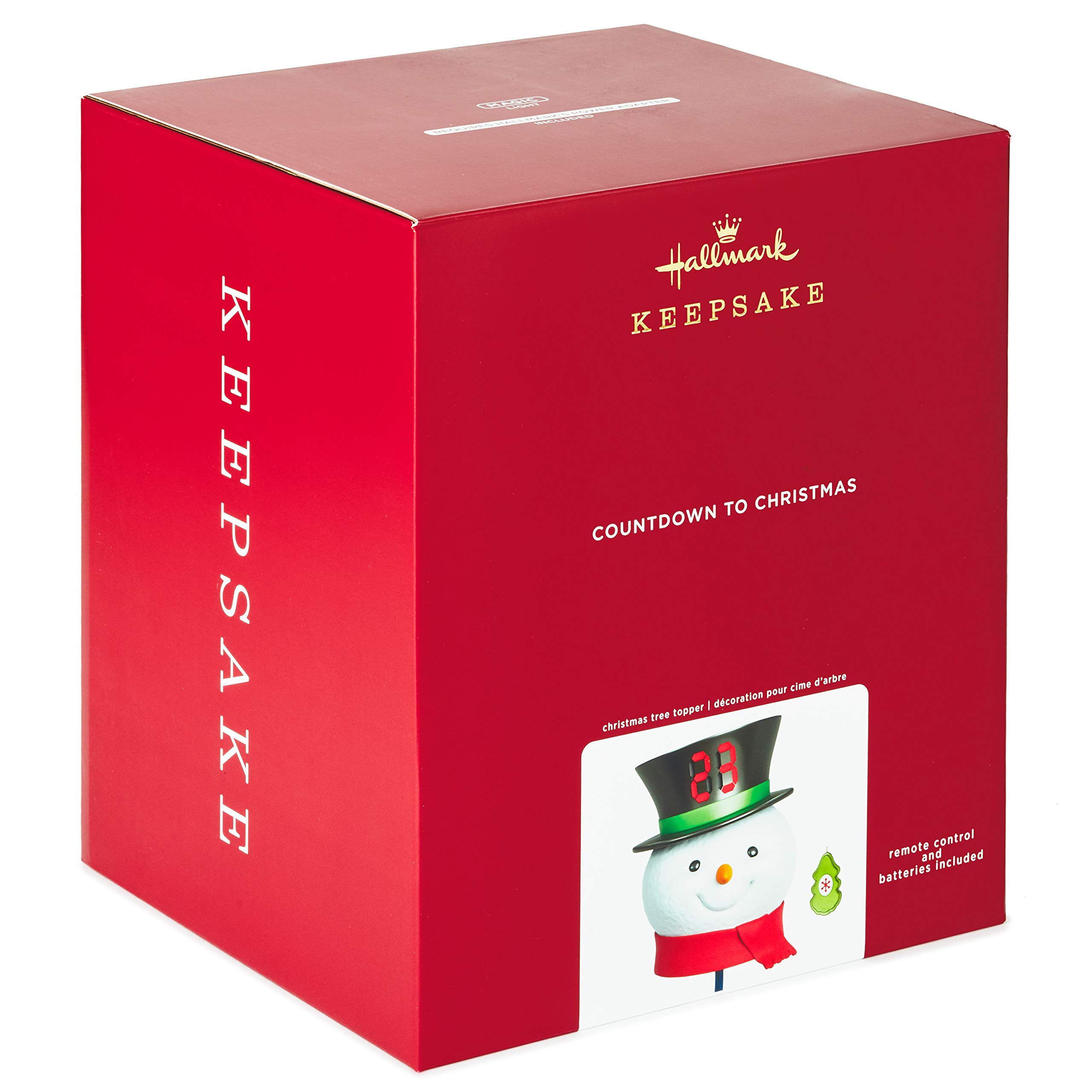 Hallmark Keepsake 2020 Countdown to Christmas Clock - Snowman Tree Topper Projector with LED Lights (0001QFM3381) | Festive Holiday Decor for Christmas Trees & Home Decorations