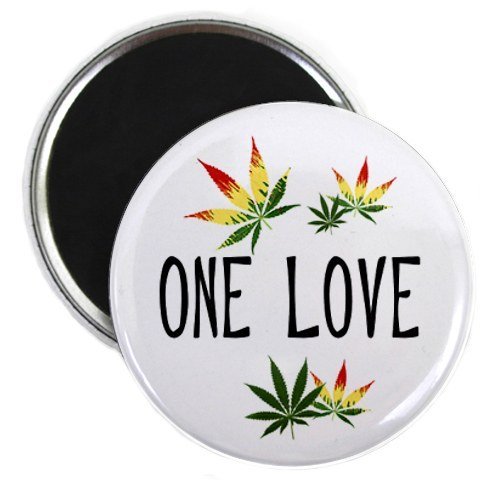 ONE LOVE Marijuana Pot Leaf 2.25 Inch Refrigerator Magnet - Perfect for Stoner Gifts, 420 Decor & Cannabis Enthusiast Collections