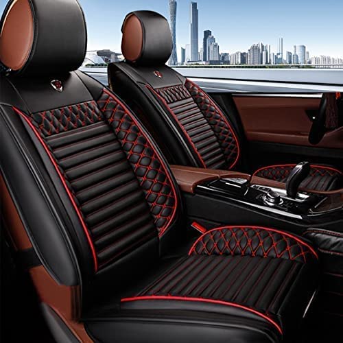 Premium Leather Car Seat Covers for Lexus GX 460 (2021 Model) - Waterproof, Scratch-Resistant, Non-Slip Design with Airbag Compatibility - Full Set Includes 5 Seat Covers & Pillows (Black/Red) - Perfect for Road Trips, Daily Commutes and Luxury Car Protection