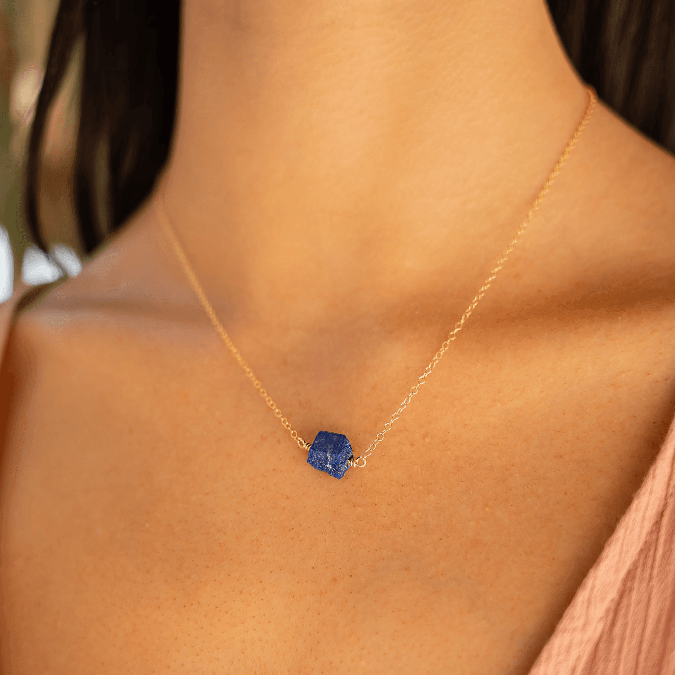 Natural Raw Lapis Lazuli Crystal Nugget Necklace - Handmade Blue Stone Jewelry for Women, Spiritual Healing & Boho Fashion Accessory | Perfect for Meditation, Yoga, Gift Giving & Everyday Wear