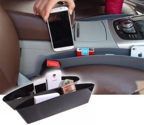 2-Pack Black Car Seat Gap Organizer - Universal Phone Holder & Storage Box for Auto Accessories - Perfect for Keys, Wallets & Small Items in Sedans, SUVs & Trucks