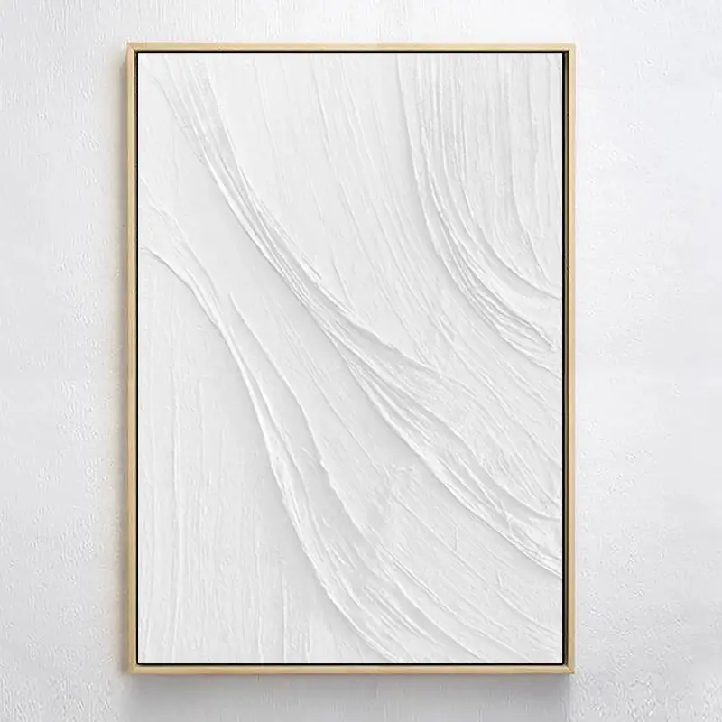 White Minimalist Textured Painting Canvas #MM041 - Premium Wall Art for Modern Home & Office Decor