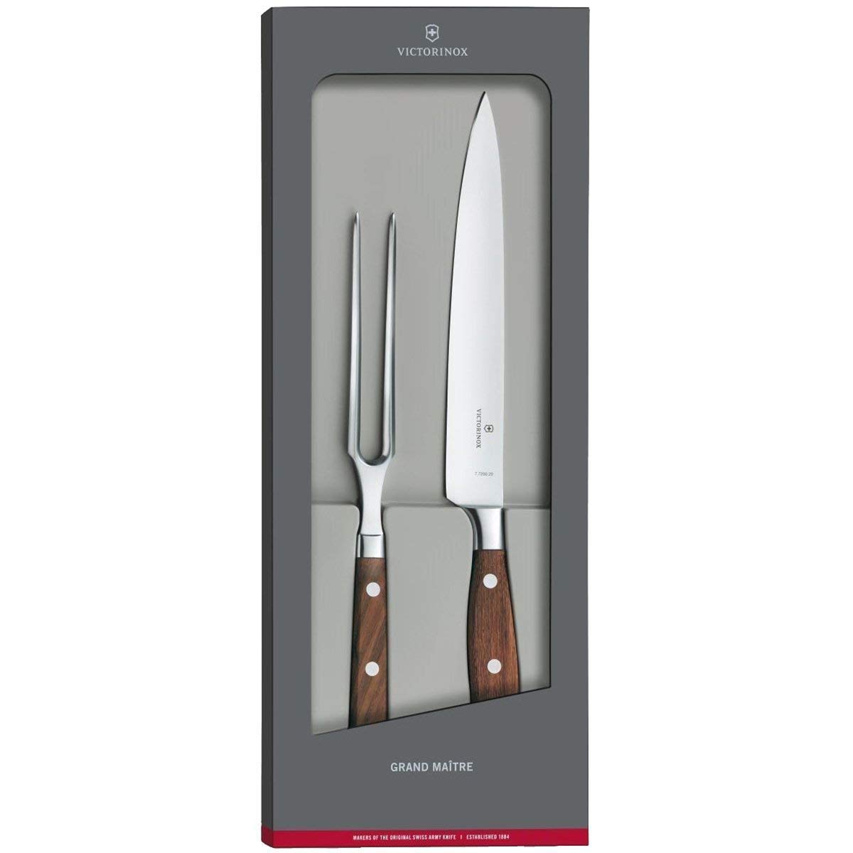 Victorinox Grand Maître 2-Piece Carving Knife Set with Rosewood Handles - Professional Meat Carving Tools for Thanksgiving, Roast Beef & Holiday Dinners (Model 7.7240.2)