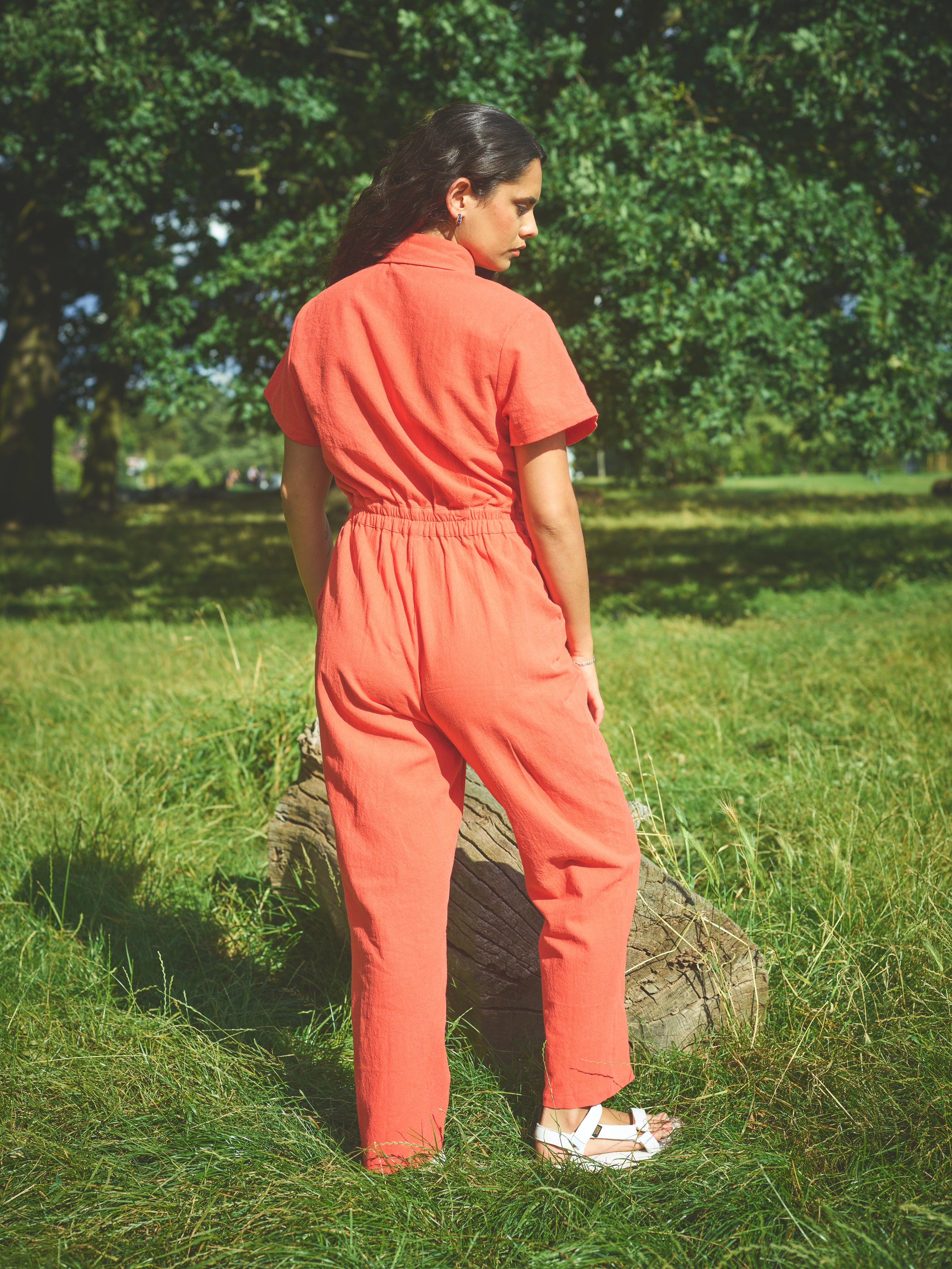 Lowie Women's Cotton Linen Jumpsuit - Comfortable Romper with Pockets | Perfect for Gardening, Casual Outings & Summer Wear