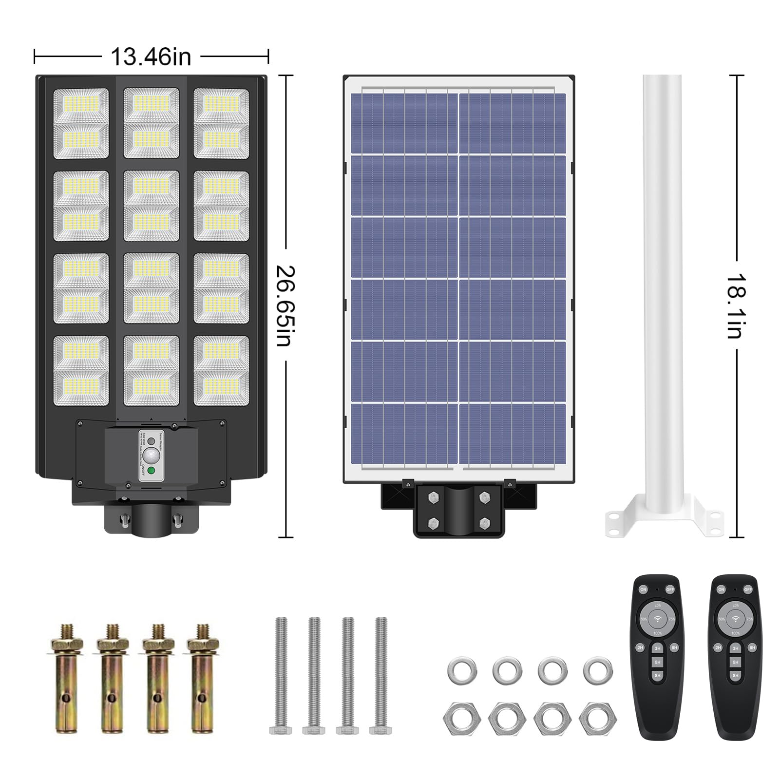 5000W LED Solar Street Light with Motion Sensor - 500000LM Super Bright IP66 Waterproof Security Flood Light - Dusk to Dawn Outdoor Solar Lights for Garden, Yard, Parking Lot (2PCS) - Ideal for Home Security, Pathway & Driveway Lighting