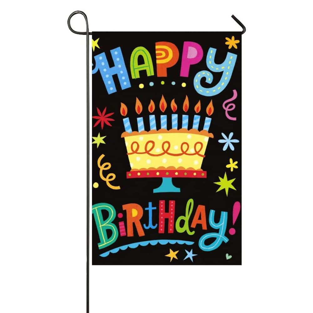Happy Birthday Garden Flag - Double Sided Outdoor Decoration with Big Cake Design for Birthday Parties, Yard & Home Celebrations | Perfect for Front Porch, Lawn & Festive Events