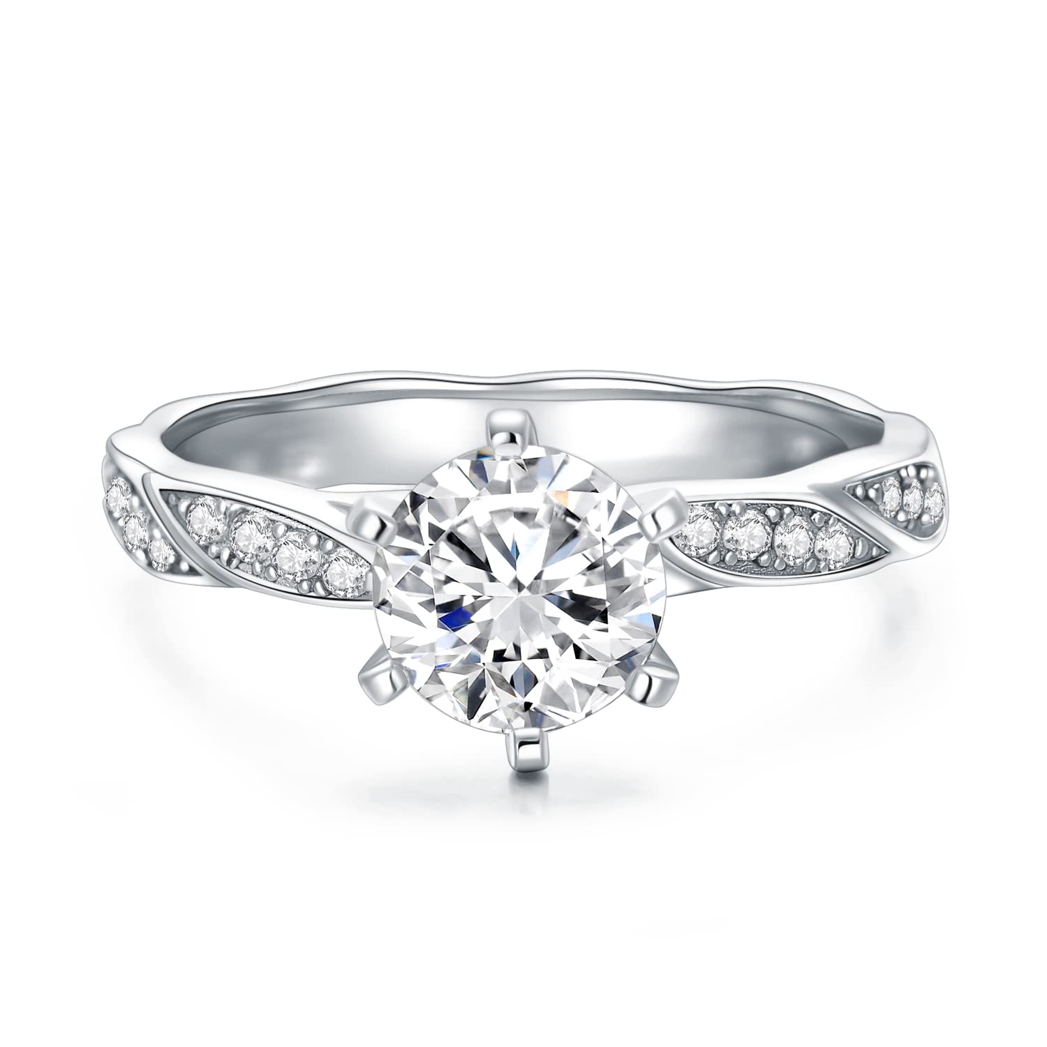 1.12 Carat (ctw) Moissanite Engagement Ring for Women - Platinum Plated Sterling Silver Wedding Band, Anniversary Gift, Promise Ring - Perfect for Proposals, Bridal Jewelry & Special Occasions