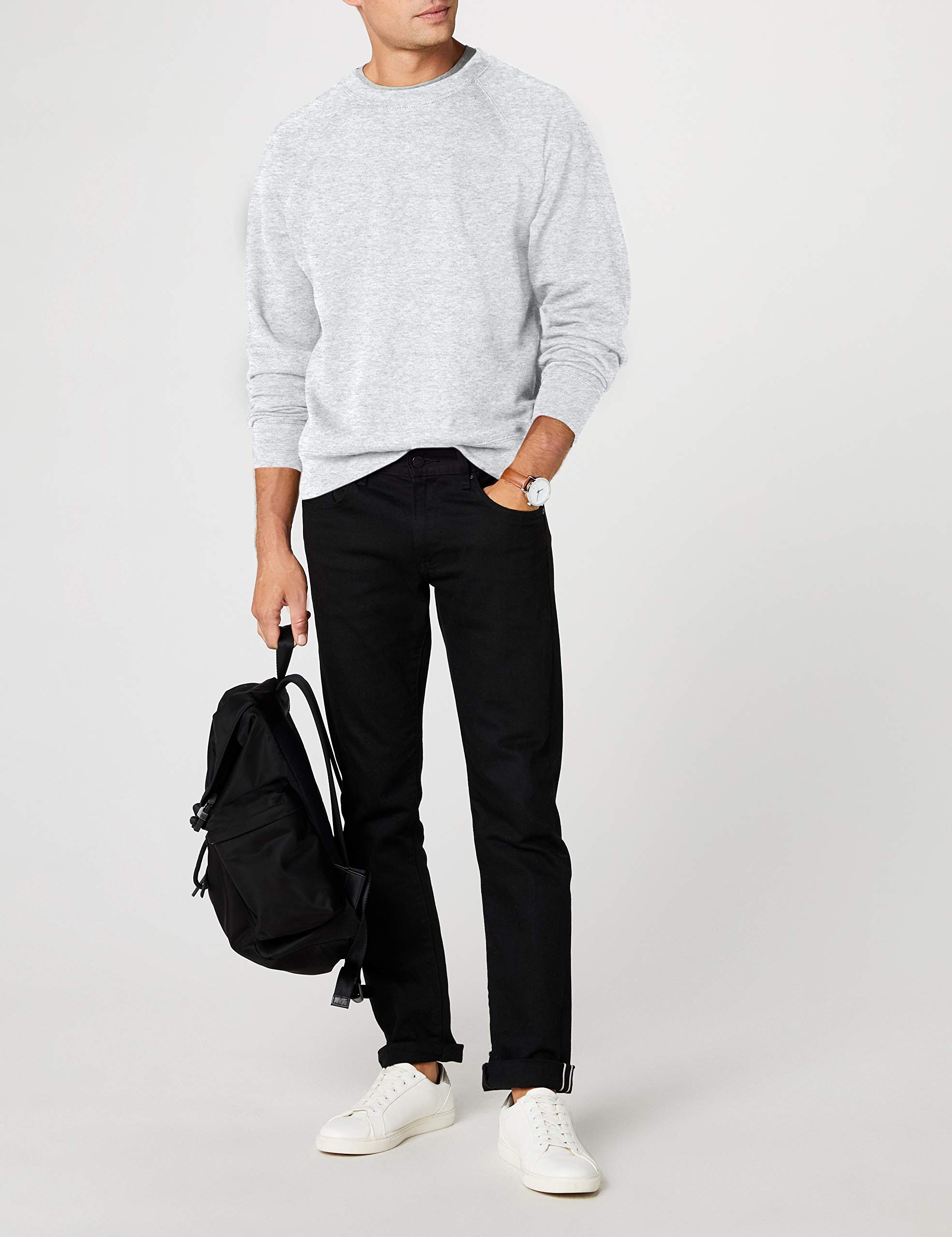 Fruit of the Loom Men's Raglan Sweatshirt - Soft Cotton Blend Pullover for Casual Wear, Gym & Lounge - Comfortable Long Sleeve Crewneck Sweater for Everyday Style
