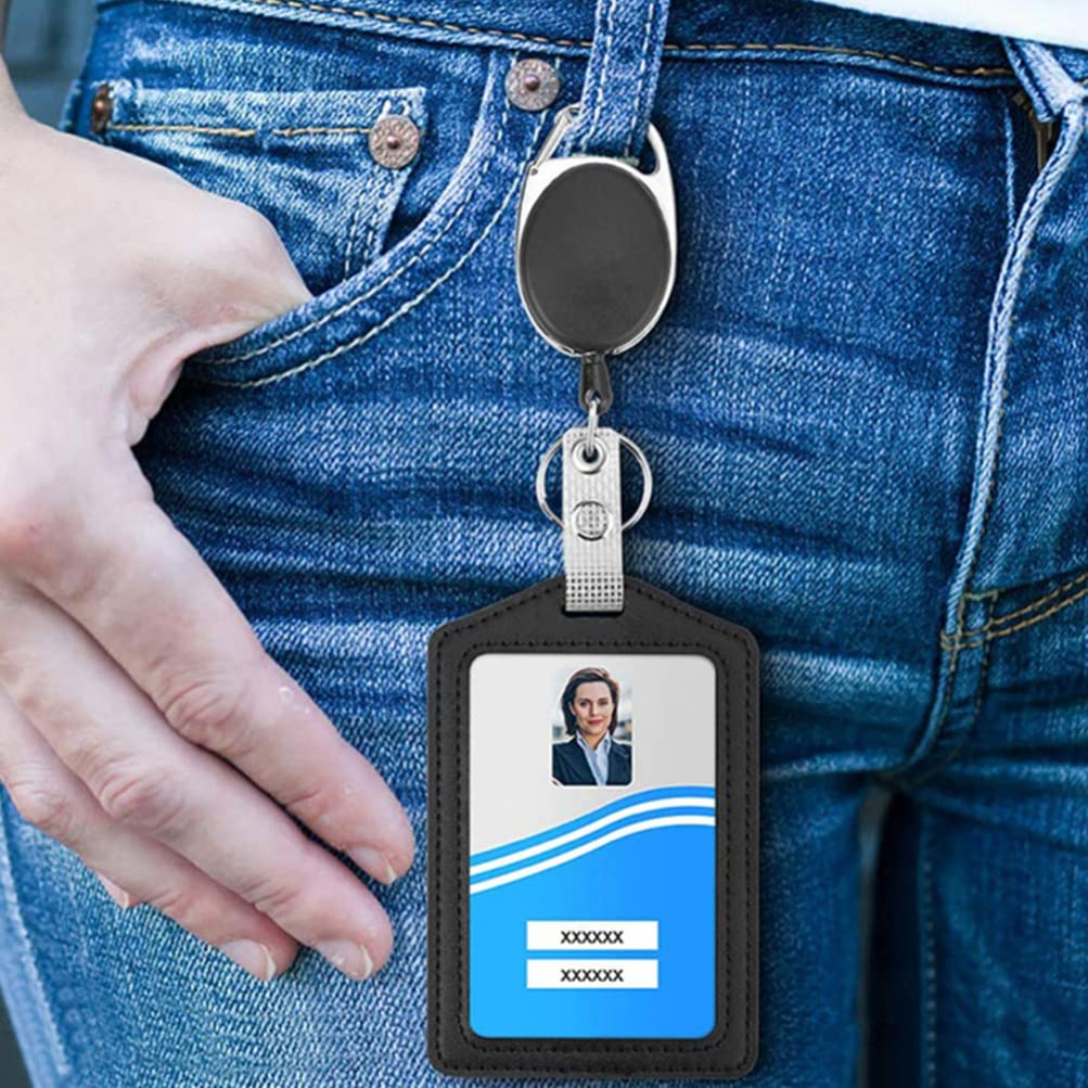 1 Set Adjustable ID Badge Holder with Can Buckle - Durable Work ID Card Holder, Access Card Case for Students, Teachers & Employees - Perfect for Office, School & Security Badges
