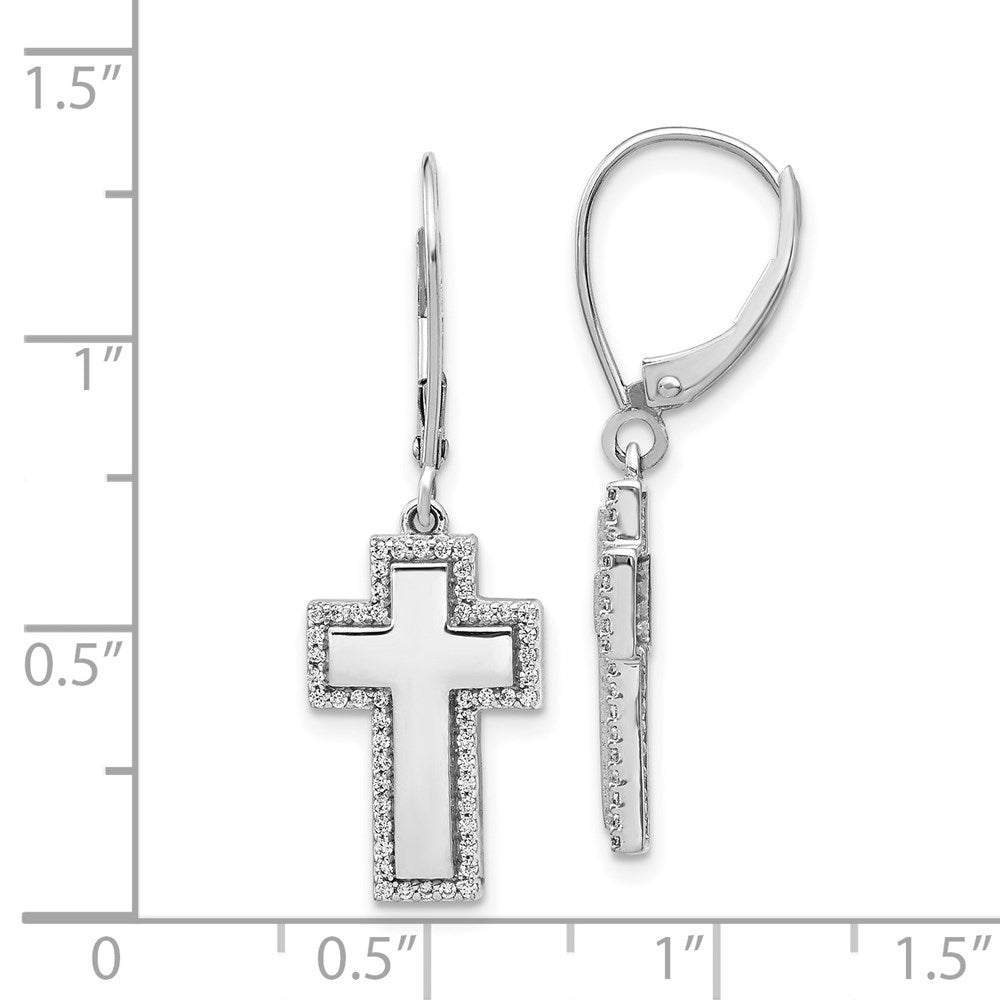 14K Gold Diamond Fancy Cross Leverback Earrings - EM4002 030 YA - Elegant Religious Jewelry for Women, Perfect for Church, Weddings & Special Occasions
