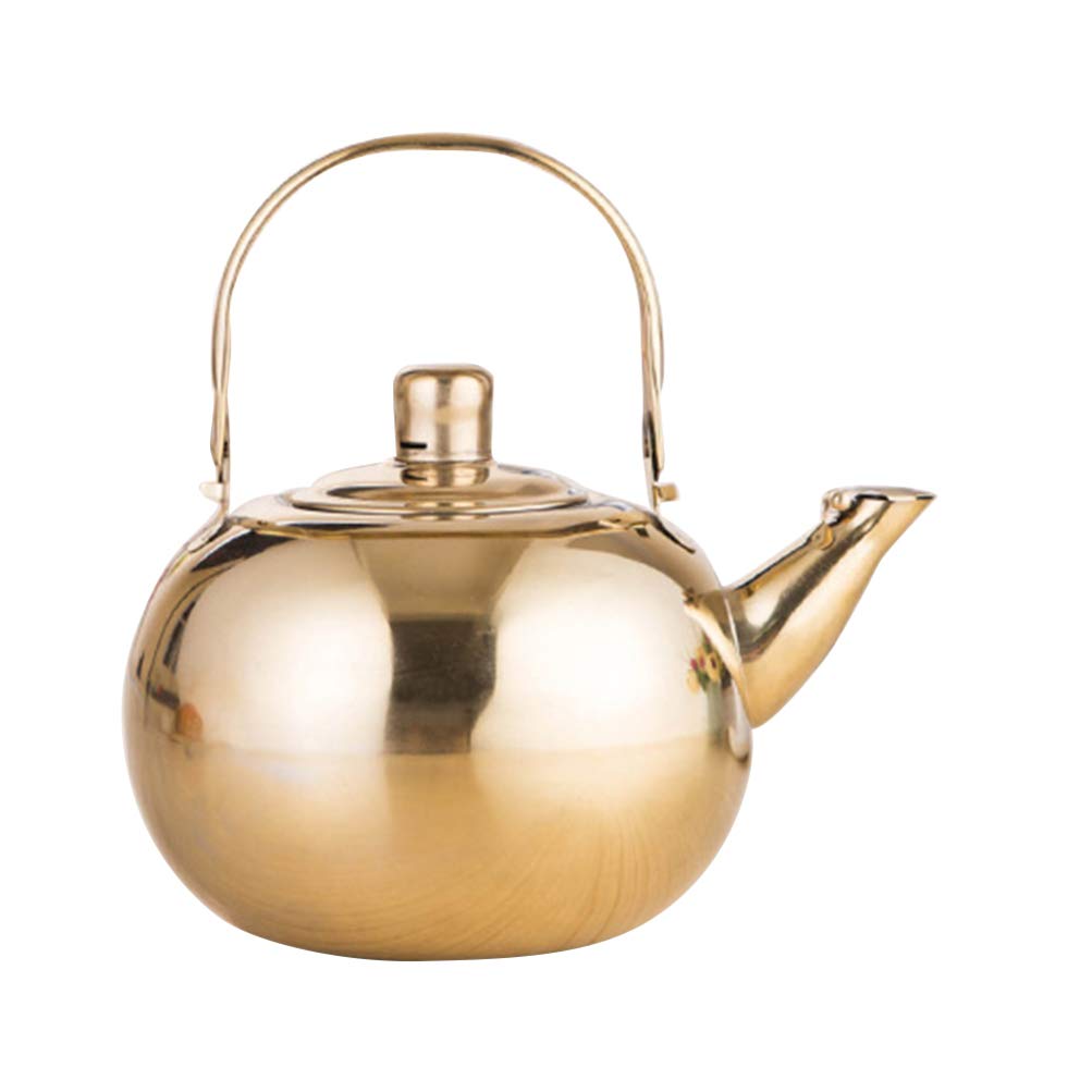 Premium Stainless Steel Tea Kettle 1L - Induction Compatible Stovetop Teapot for Tea & Coffee, Heat-Resistant Glass Pitcher, Golden Finish - Perfect for Home, Office & Outdoor Camping Use