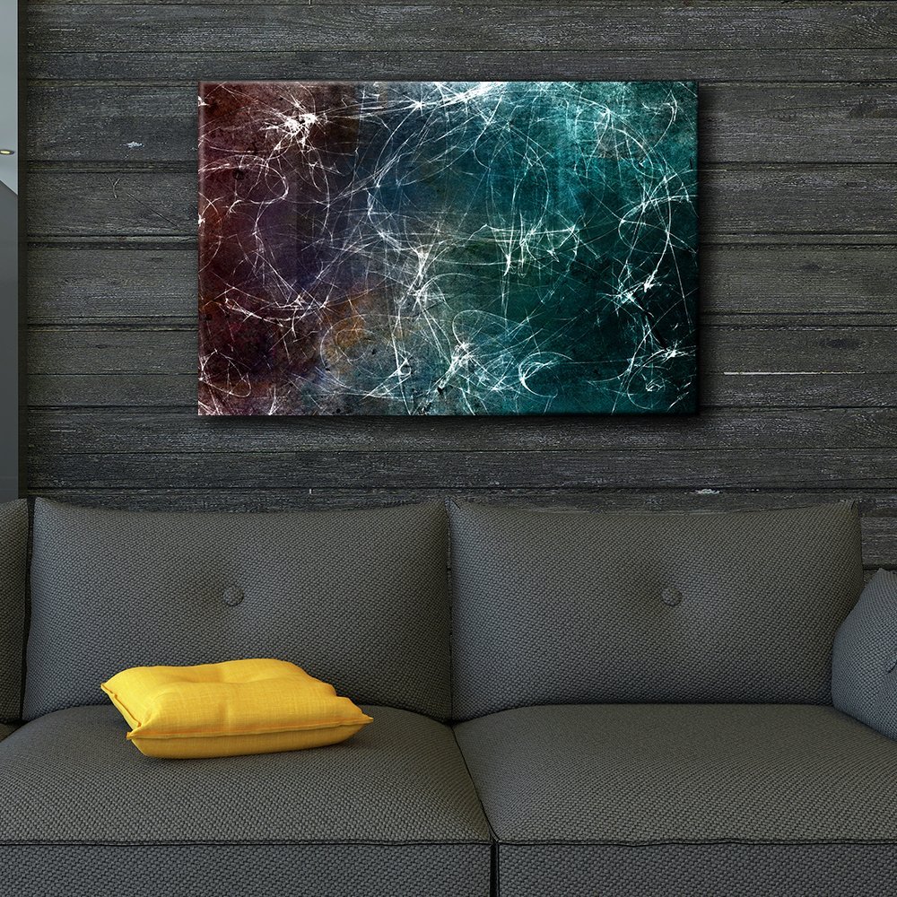 Wall26 - White Doodle Over Red and Blue Background Abstract Canvas Wall Art - 24x36 Inches Giclee Print for Rustic Home Decor | Perfect for Living Room, Bedroom & Office
