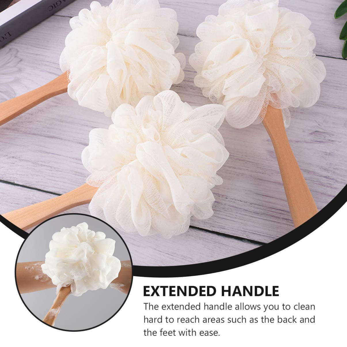 EXCLUZO 1 Set Body Brush with Handle - Exfoliating Bath Brush for Women & Men - Skin Cleansing & Soothing Scrubber - All Skin Types - Perfect for Shower, Spa & Dry Brushing Therapy