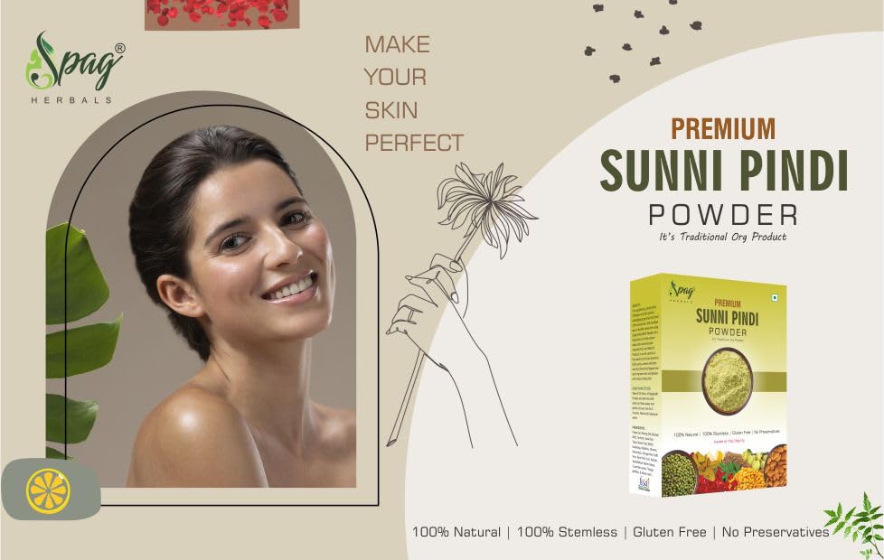 Organic Herbal Sunipindi Bath Powder with Turmeric - 250g | Handmade Body & Face Cleanser | Exfoliating & Brightening for Glowing Skin | Perfect for Ayurvedic Skincare & Spa Treatments