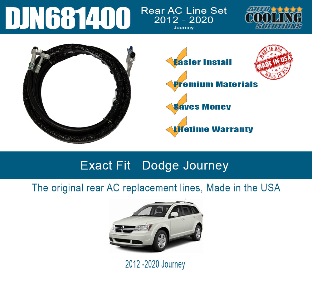 Rear AC Line Set for Journey 2012-2022 - Compatible with Dodge Journey AC Refrigerant Lines - Perfect for AC System Repair & Replacement