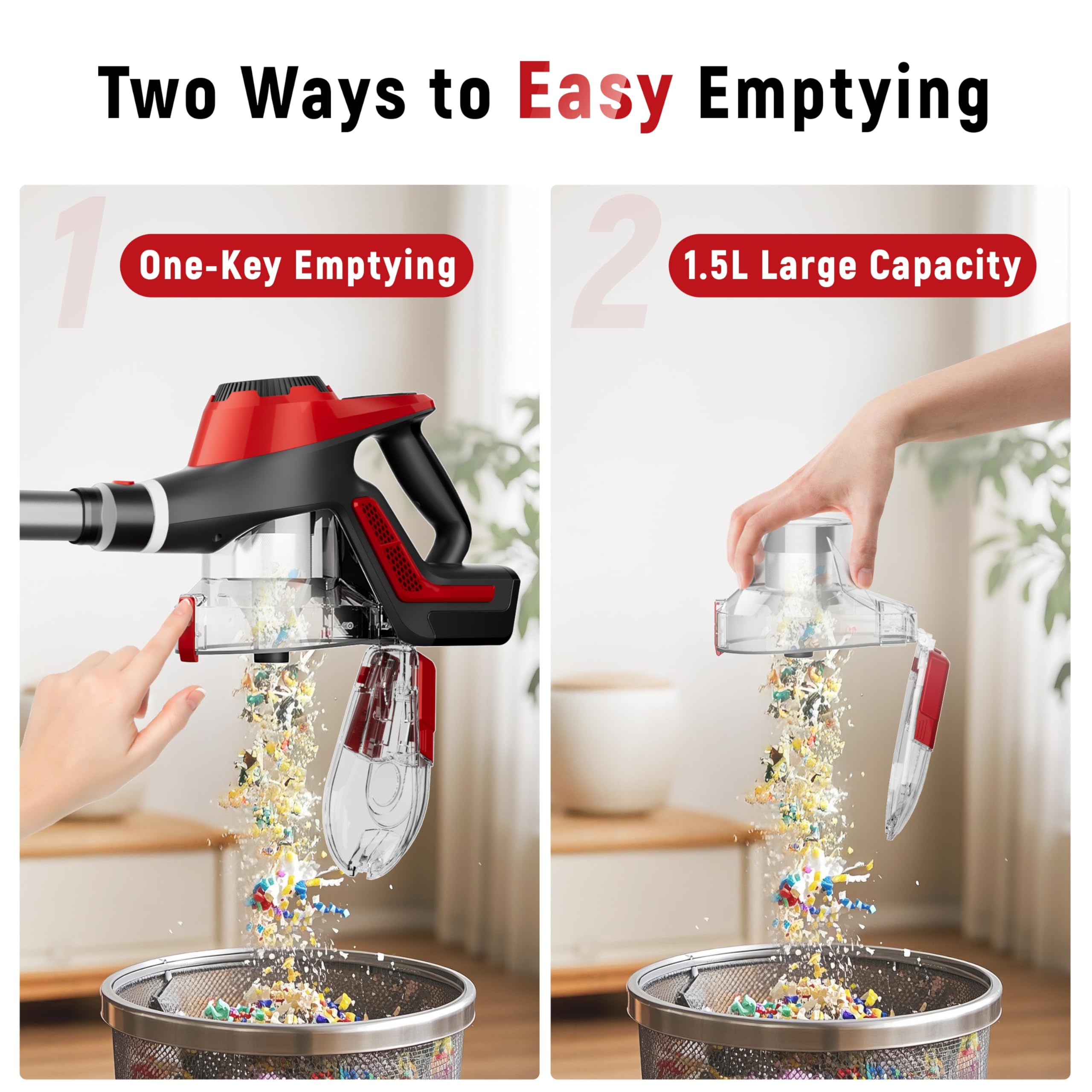 30Kpa Cordless Stick Vacuum Cleaner - Lightweight Rechargeable Handheld Vacuum with Smart Display & 1.5L Dust Cup, 55min Runtime for Pet Hair, Carpet, Hardwood Floors & Car Cleaning - Perfect for Home, Office, and Vehicle Use