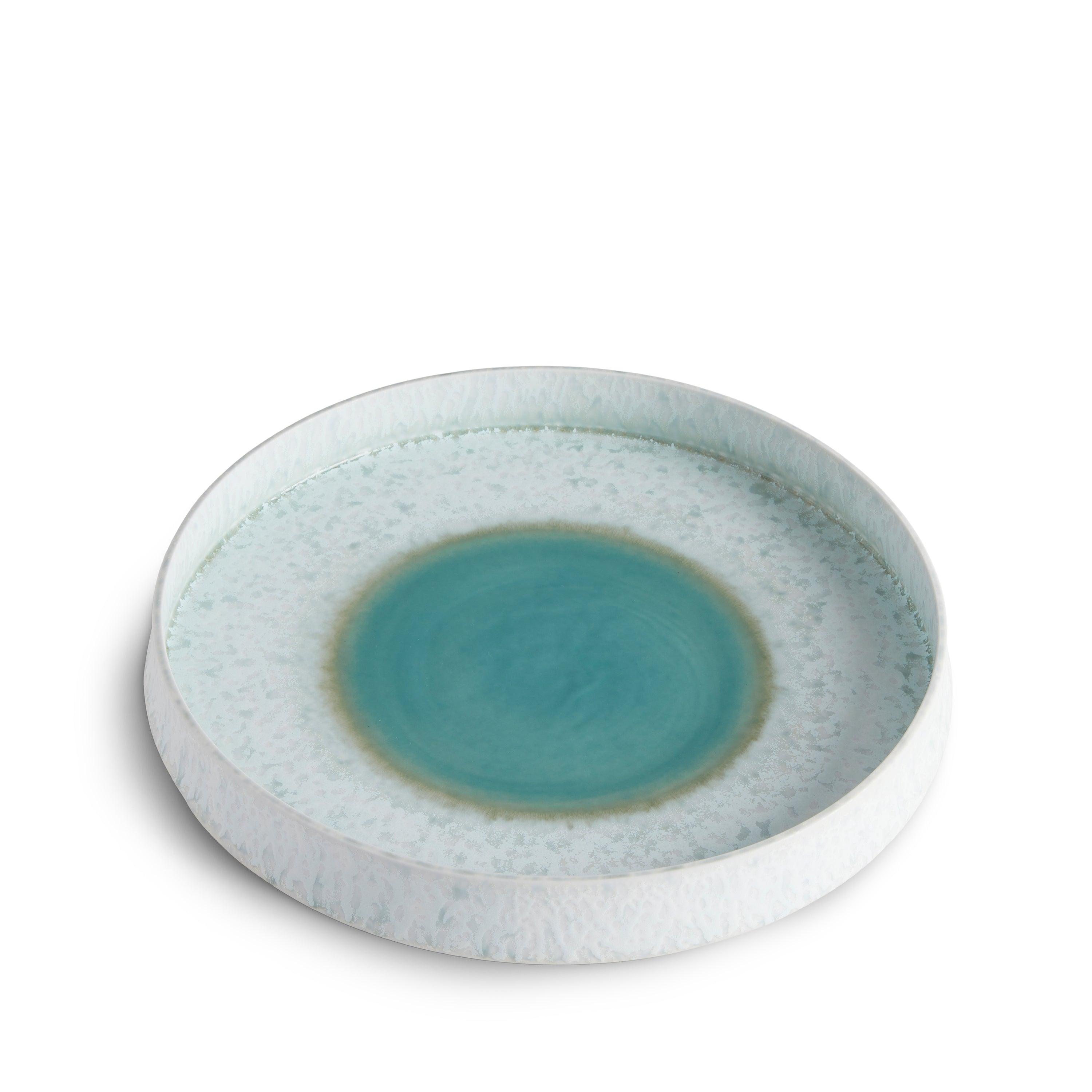 Terra Round Platter Medium Seafoam - Elegant Ceramic Serving Dish for Appetizers, Cheese, Desserts | Perfect for Dinner Parties, Entertaining & Home Decor