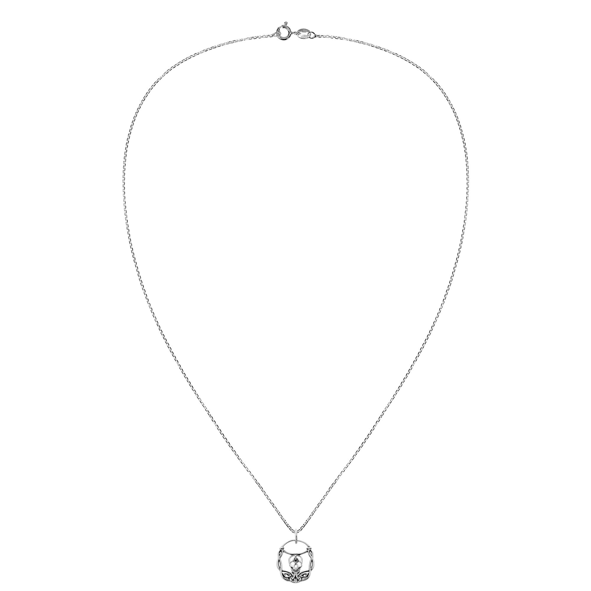 AeraVida Edgy Celtic Skull & Trinity Knot .925 Sterling Silver Pendant Necklace for Women - Gothic Jewelry, Halloween Gift, Punk Fashion Accessory - Perfect for Parties, Concerts & Alternative Style Outfits