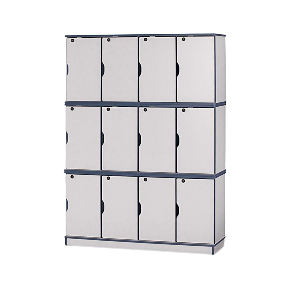 Jonti-Craft Rainbow Accents 4697JC112 Triple Stack Navy Lockable School Lockers - Durable Storage for Classrooms, Daycares & Playrooms