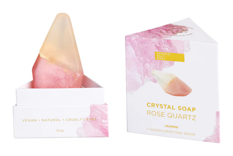 Natural Rose Quartz Crystal Soap with Hidden Gemstone - Handmade Luxury Bath Soap for Relaxation & Skin Care | Perfect Gift for Spa, Meditation & Self-Care Rituals