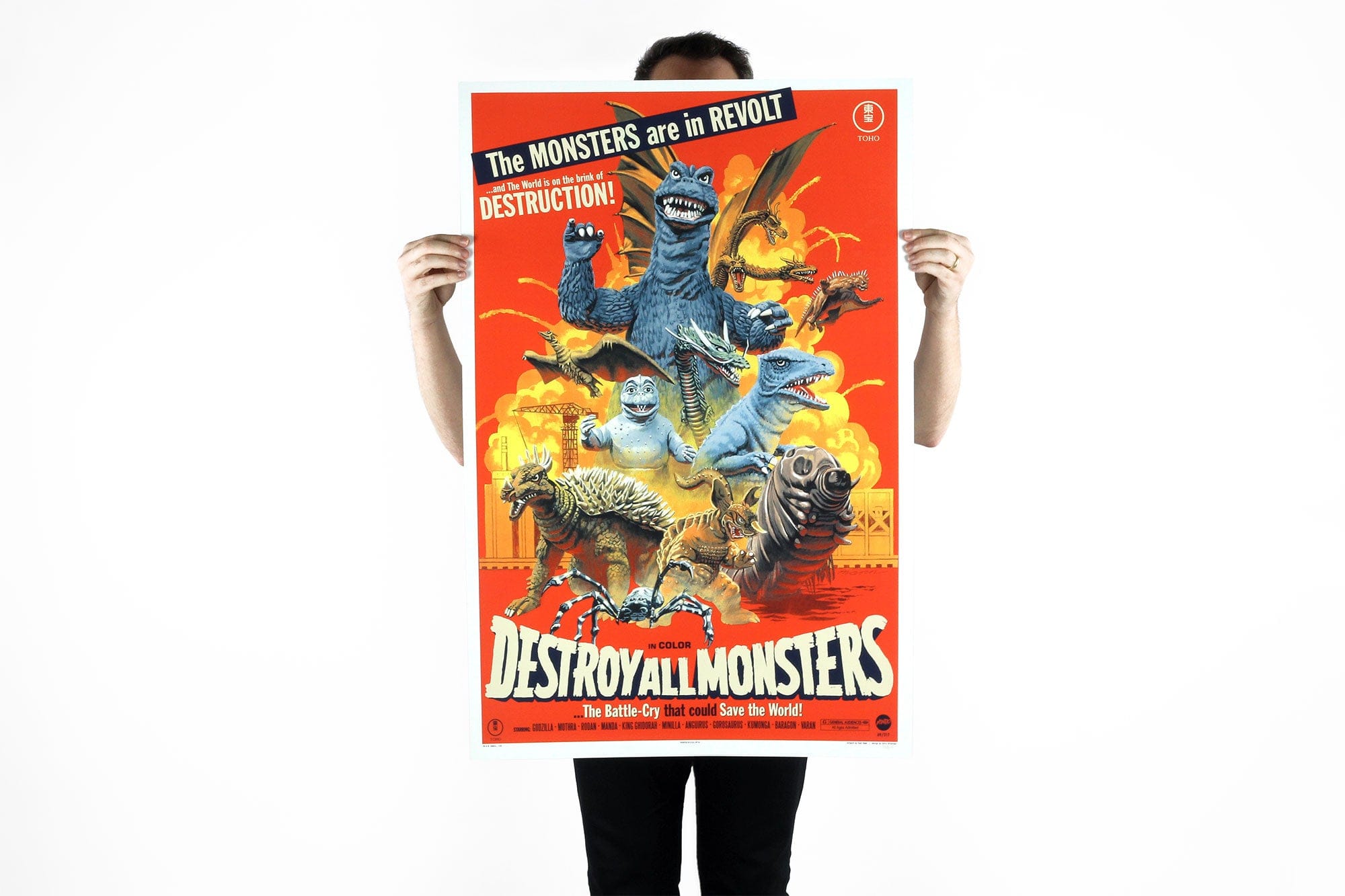 Destroy All Monsters Movie Poster - Classic Kaiju Film Wall Art for Godzilla Fans - Perfect for Home Theater, Game Room & Office Decor