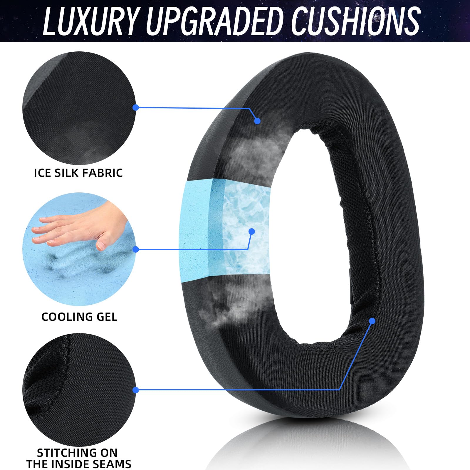 Sennheiser GSP 670/GSP 600/GSP 500/GSA 601 Replacement Ear Pads with Cooling Gel - Compatible with GSP 550 Gaming Headset - Premium Comfort for Long Gaming Sessions, Streaming & Esports