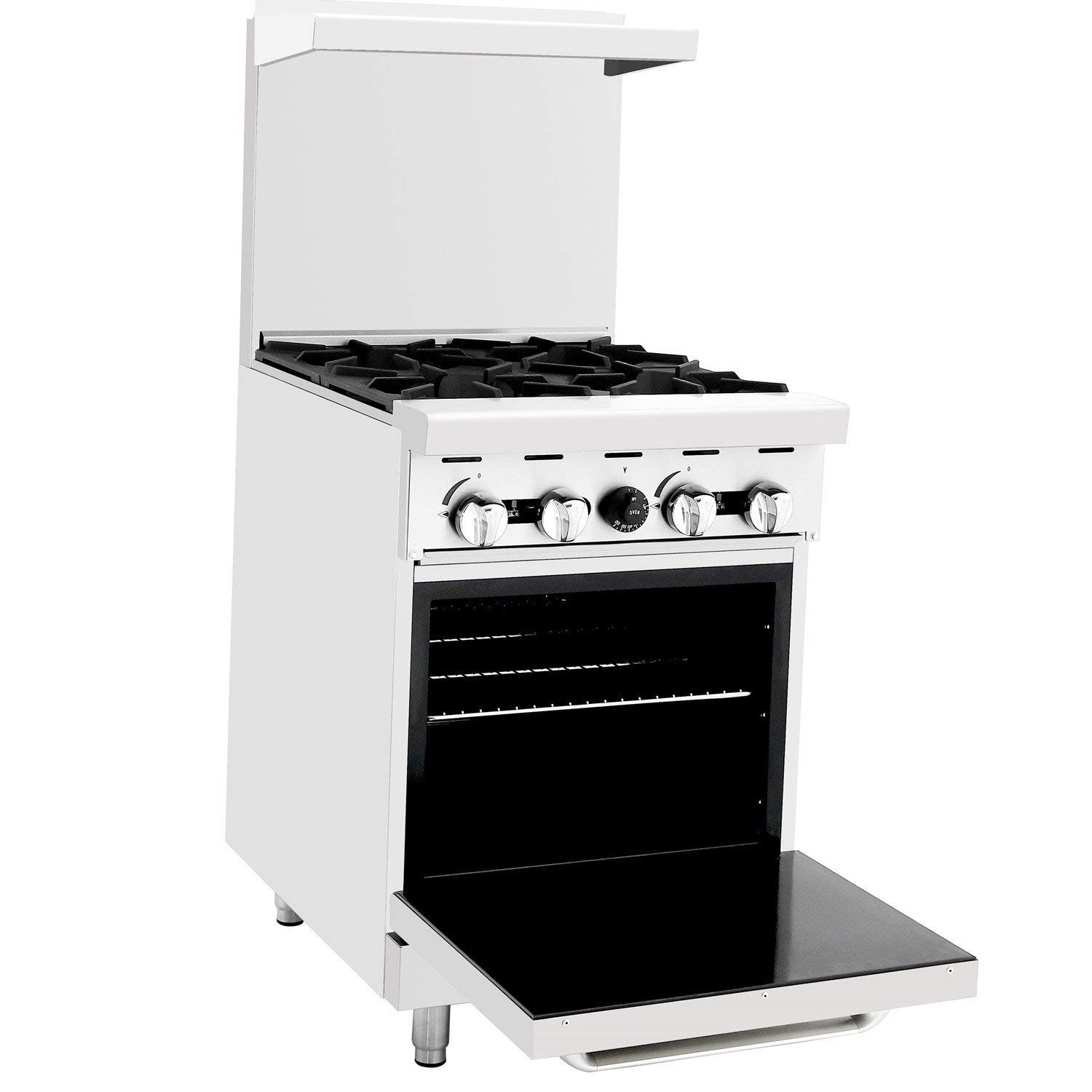 CookRite ATO-4B 24-Inch Commercial Natural Gas Range with 4 Burners & Standard Oven - 124,000 BTU High Power for Restaurant, Catering & Commercial Kitchen Cooking