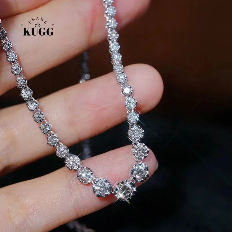 18K White Gold Diamond Tennis Necklace for Women - 6.0 Carat Real Natural Diamonds, Luxury Shiny Jewelry for Parties, Weddings & Special Occasions
