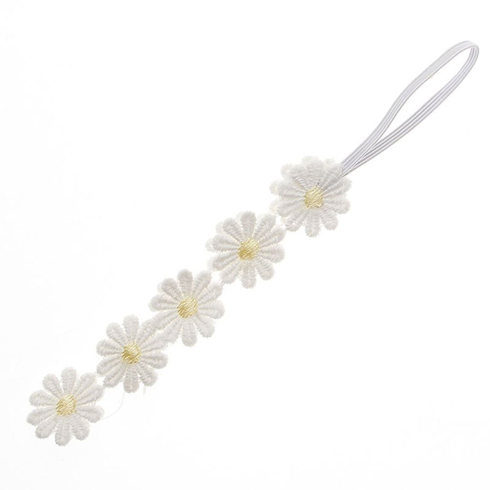 Baby Girls Lace Daisy Flower Headband - Soft Hair Bands Floral Crown Wreath for Newborn Infant Toddler - Perfect for Photography, Birthday Parties & Special Occasions