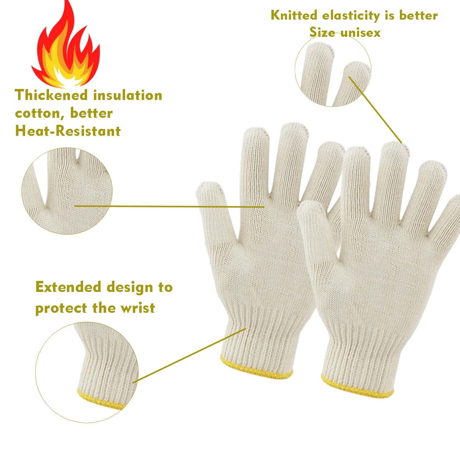 4 Pairs Heat Resistant Oven Gloves with Fingers - Extra Long Kitchen Mittens for Cooking, Baking, Grilling & BBQ - Perfect for Baking, Roasting, Handling Hot Pans & Outdoor Barbecue