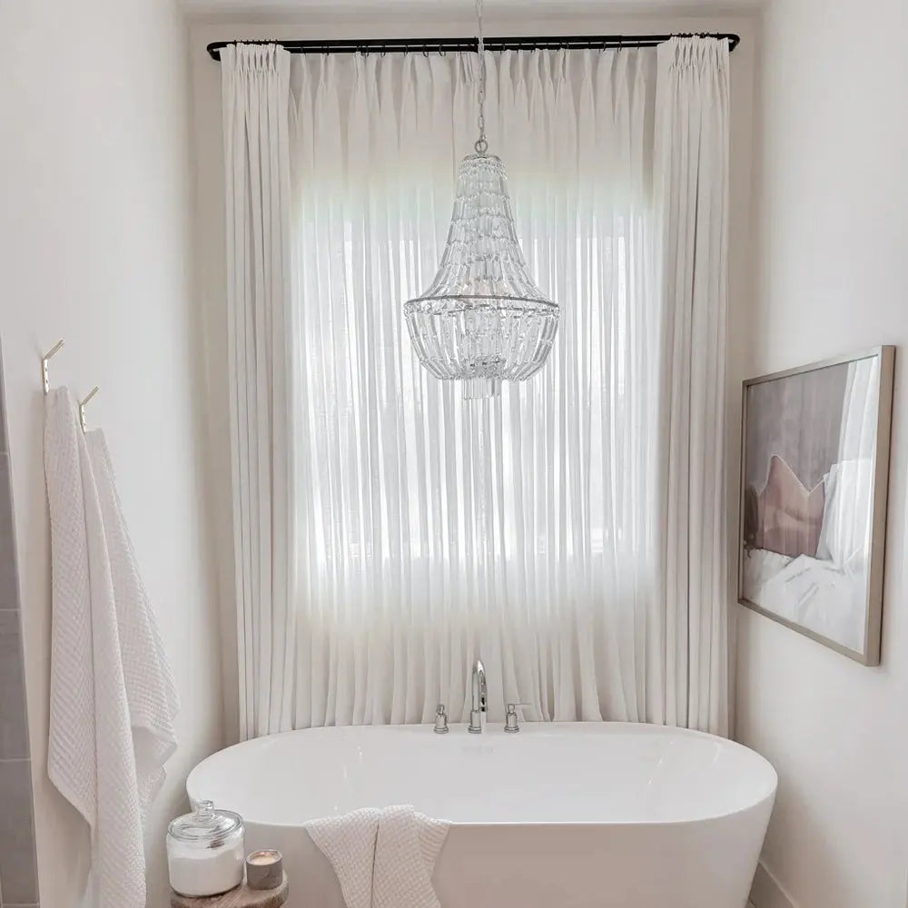 Jaylon Adjustable Double Curtain Rod with Rings - Extendable Drapery Rod for Windows, Perfect for Layering Sheer & Blackout Curtains in Living Room or Bedroom