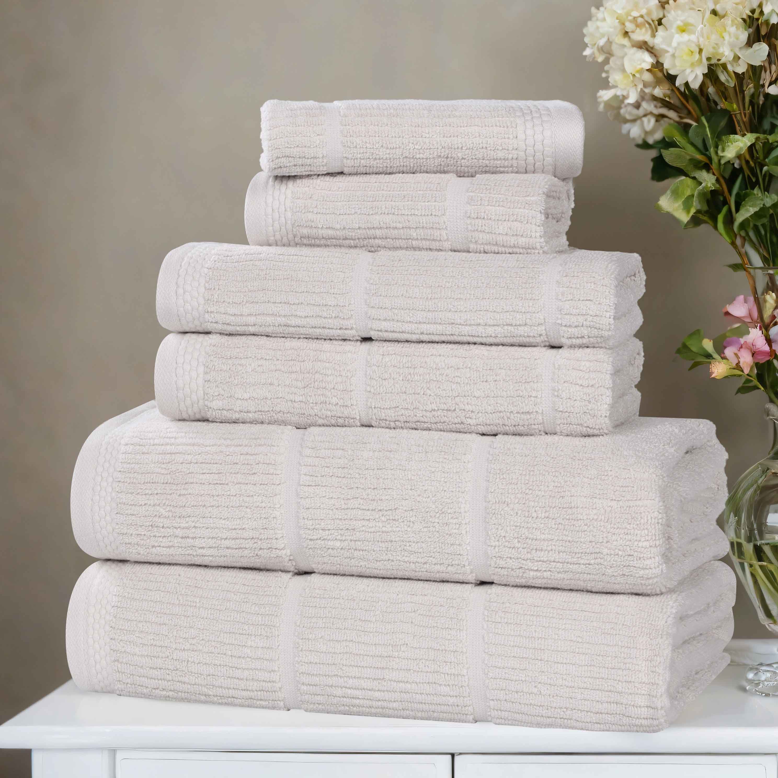 Milo Smart Twist Cotton Solid Ribbed Design 6 Piece Towel Set | Ultra Soft & Absorbent Bath Towels for Spa, Gym & Luxury Home Use